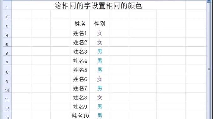 excel让相同的字变颜色