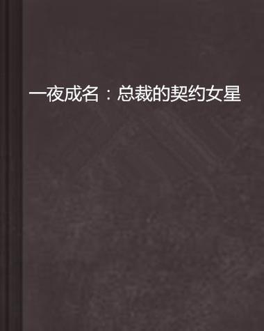 壹夜成名写过哪些小说