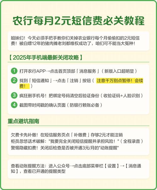 农业银行关闭短信服务费
