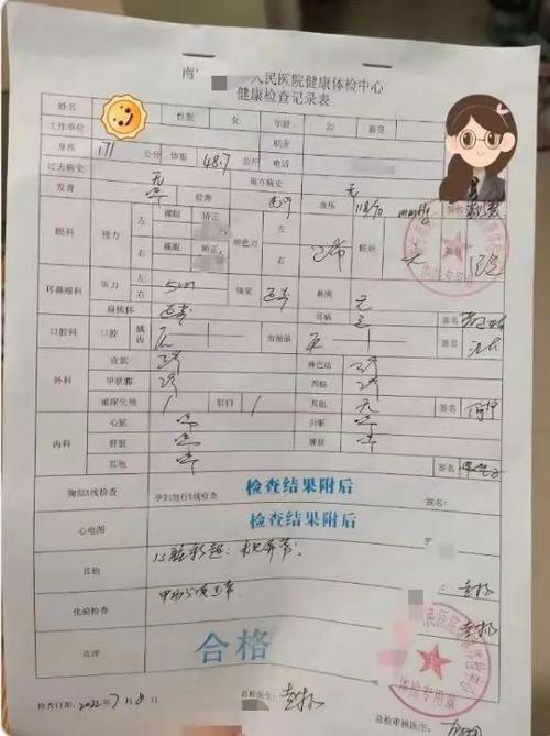 入职体检表