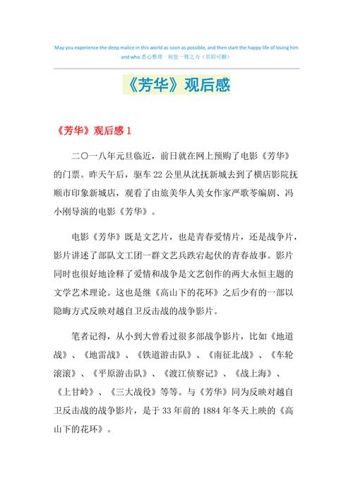 芳华读后感2000字