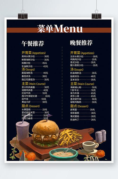西餐厅菜单价格表缩略图