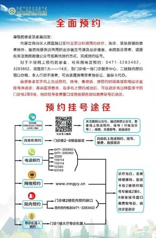 内蒙古医院挂号网上预约挂号电话