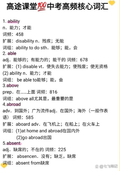 英语中考高频词(整理)截图