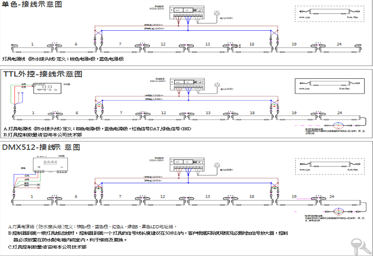 24v外控线条灯接线图