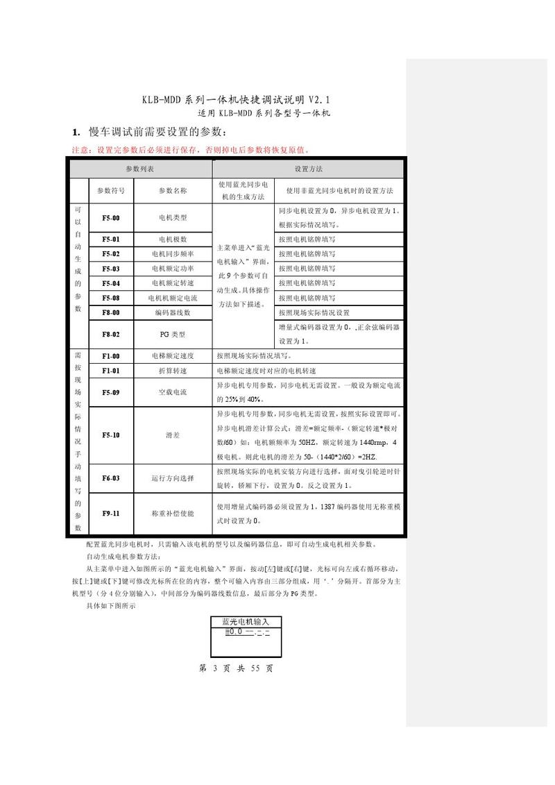 康力电梯调试资料手册