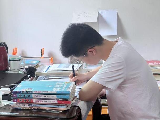 学生在家自学照片