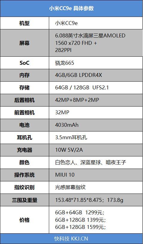 小米cc9e参数配置截图