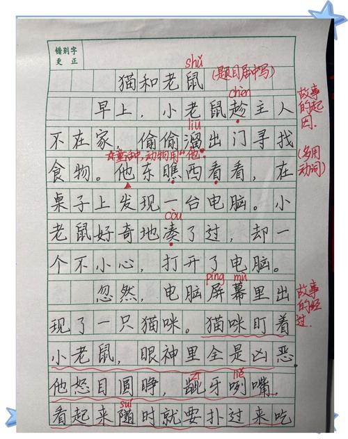 老鼠偷猫的玉米看图写话