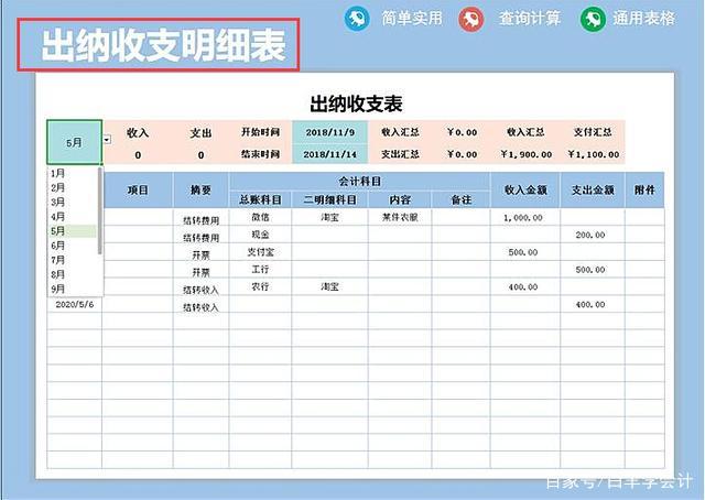 出纳收支日报表模板