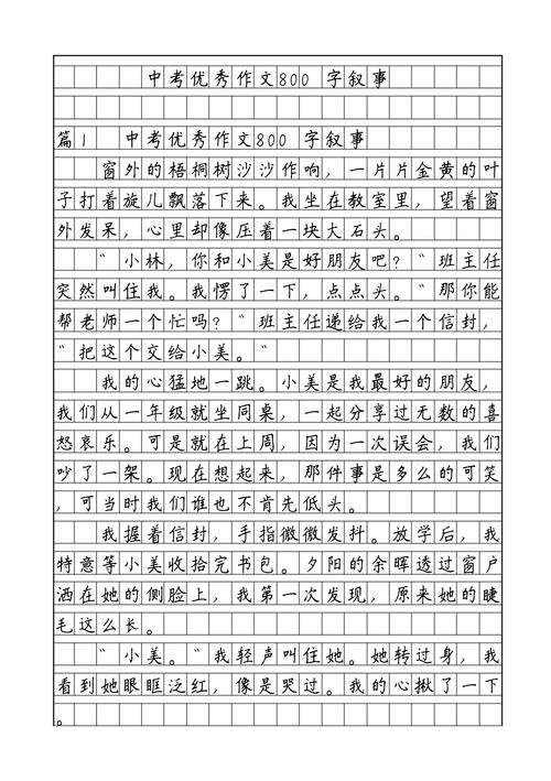 中考记叙文800字范文