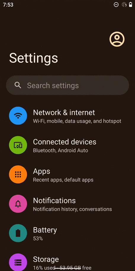 android settings