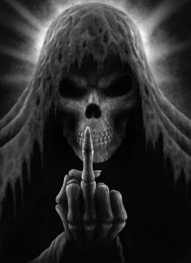 骷髅死神比中指的图片