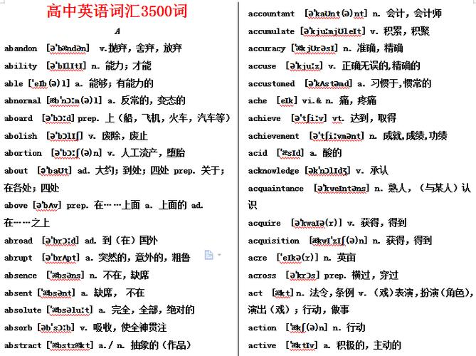 高考必背3500词电子版