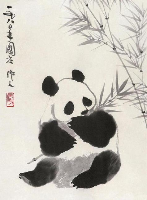 1一9岁儿童画水墨熊猫