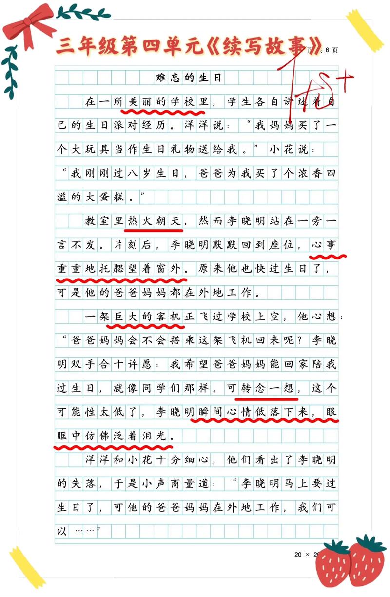 部编版三年级续写故事范文