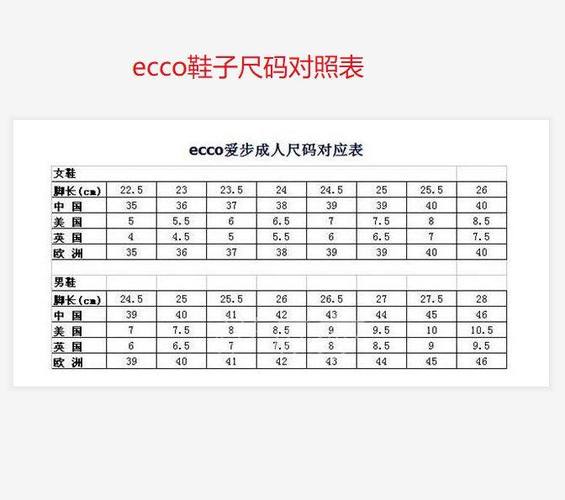 ecco男鞋尺码对照表