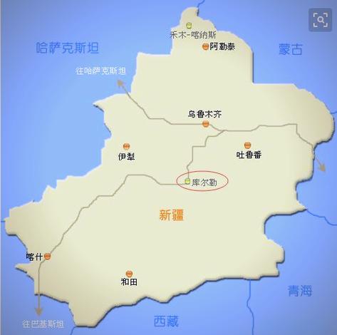 库尔勒8县一市高清地图