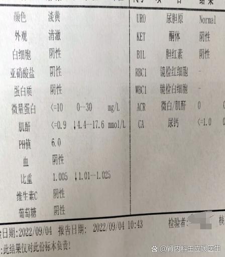 肌酐正常值对照表