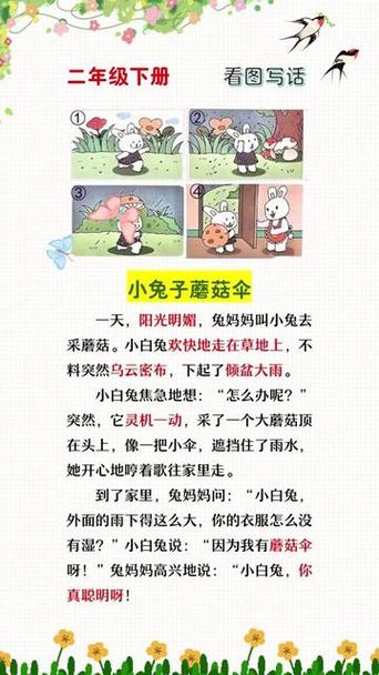 小兔小鸡撑伞看图写话