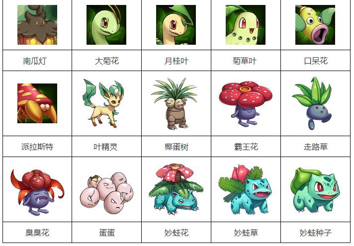 草系神奇宝贝大全