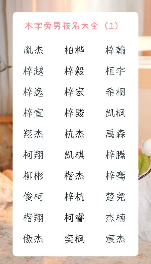 木字旁最吉利的名字男孩