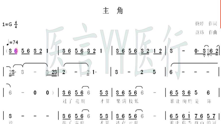 王菲《主角》简谱
