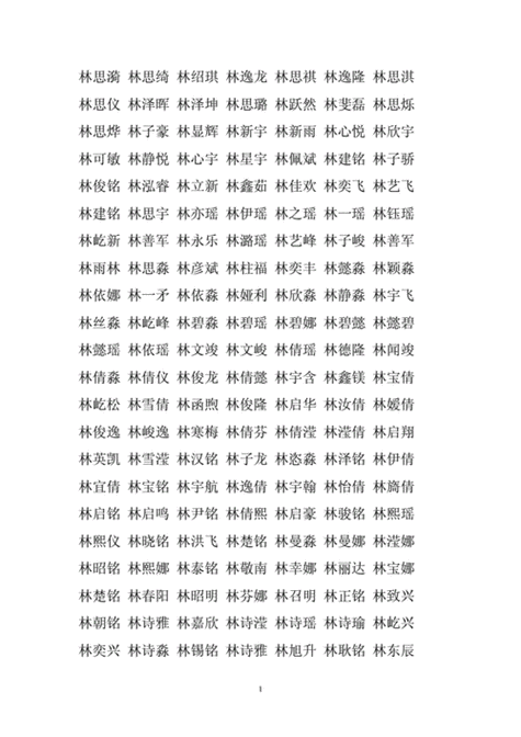 林姓好听稀少的名字