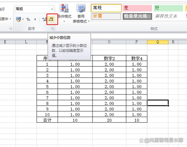 excel数据设置两位小数