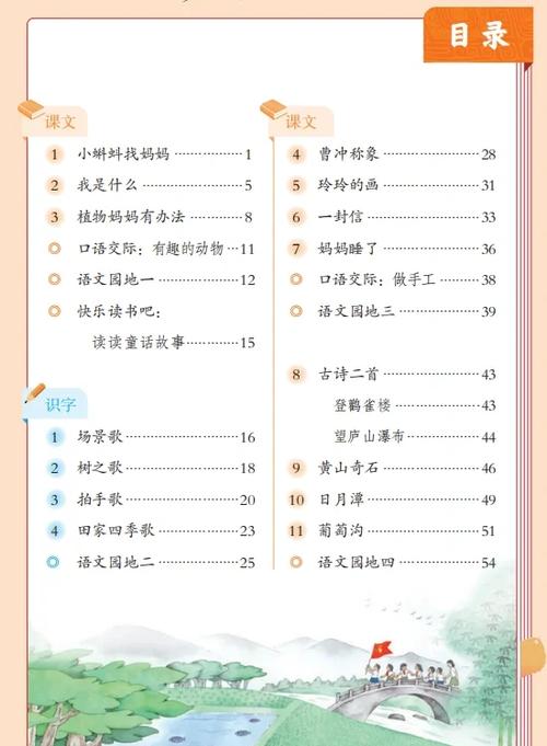 小学二年级上册语文课本缩略图