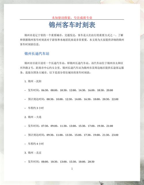 锦州公交201路时间表