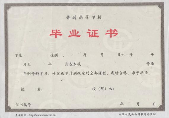 毕业证模板图片