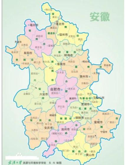 安徽省全省地图缩略图