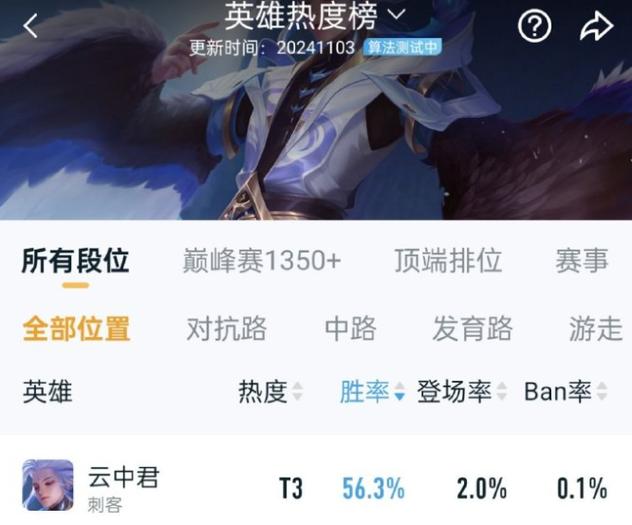 王者荣耀胜率榜查看方法