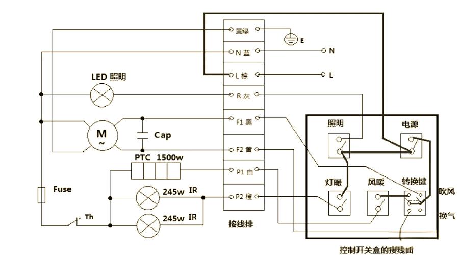 欧晋浴霸灯怎么接线呢