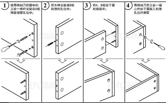 柜子三合一螺丝扣安装图