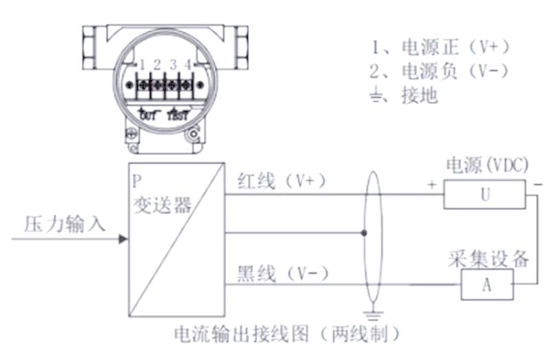 压力变送器out和test接线