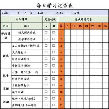 自律打卡表内容