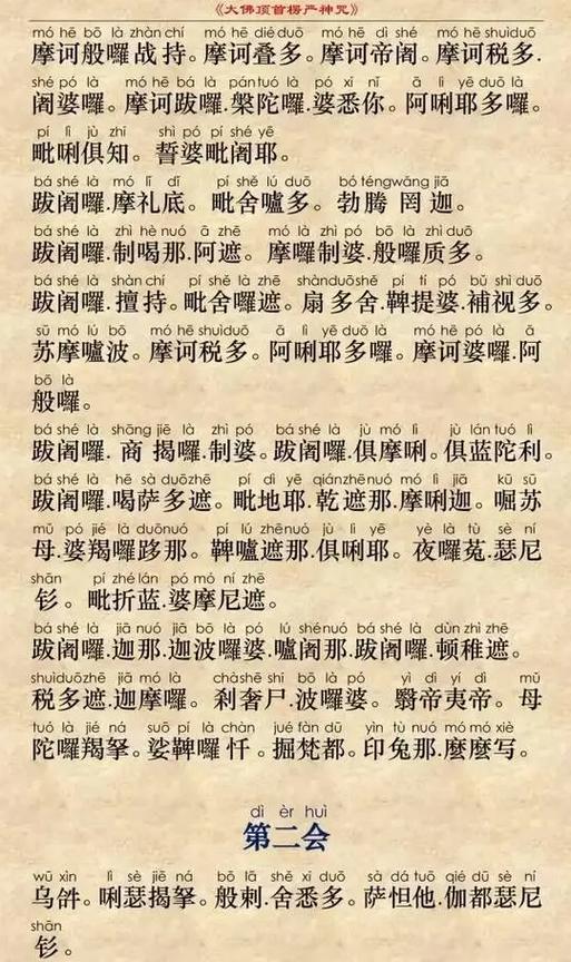 《楞严咒》全文注音版图标