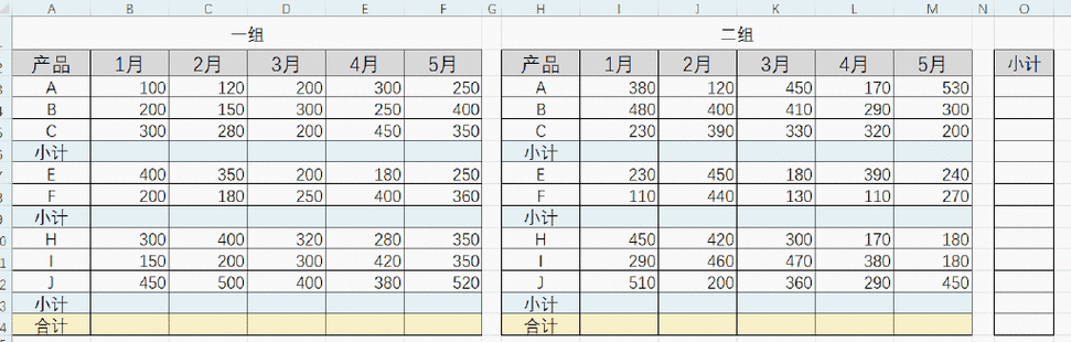 小计合计总计