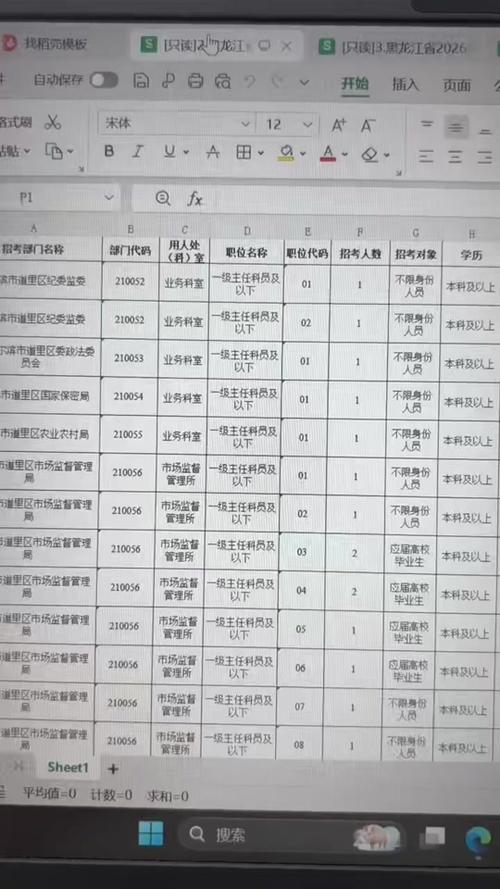 19年黑龙江省考职位表