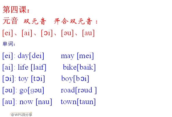 双元音音标发音及单词