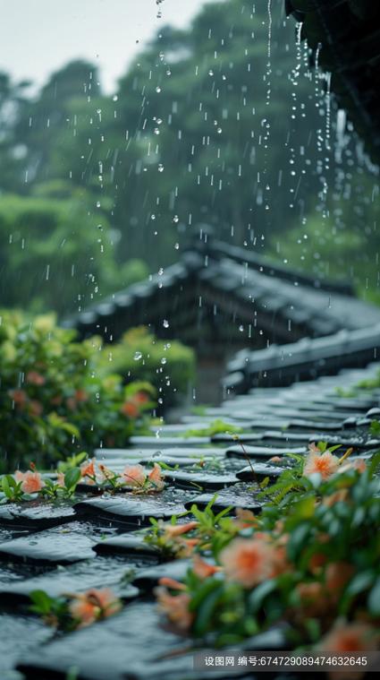 春天下雨情景的视频截图