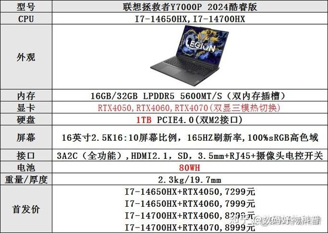 y7000p2024款详细配置图标
