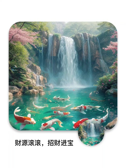 流水生财山水画高清图片微信头像图标
