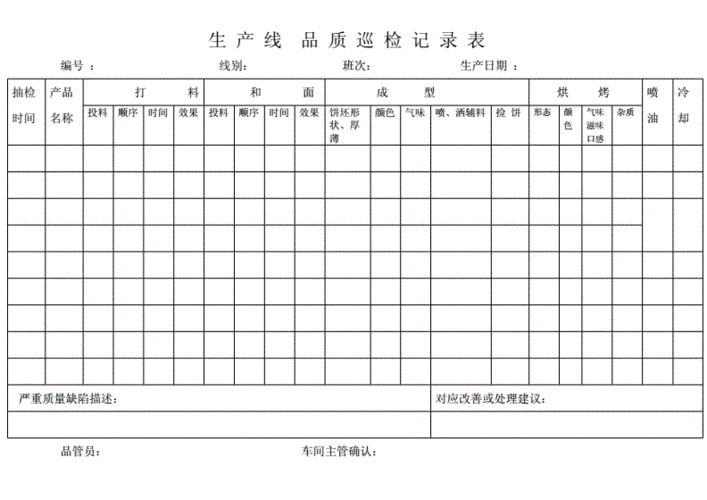 巡检记录表格范本
