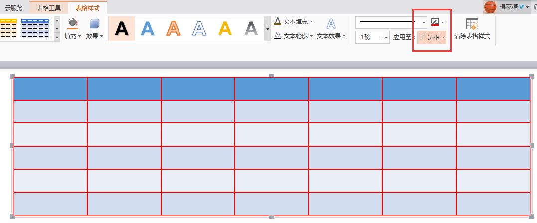 表格怎么给下面一行画红线