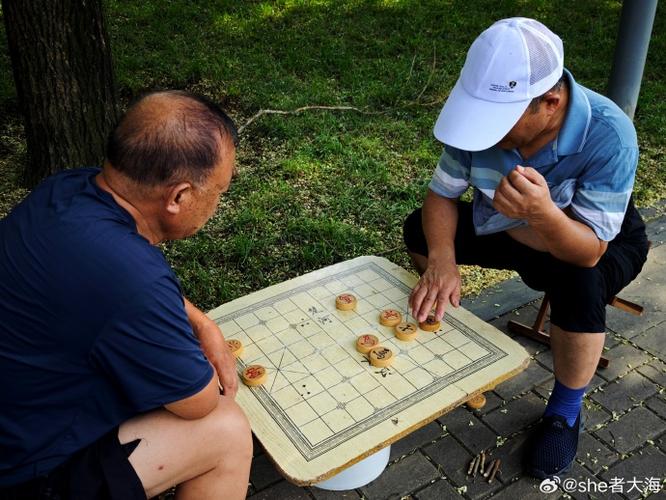 二人在手机下象棋