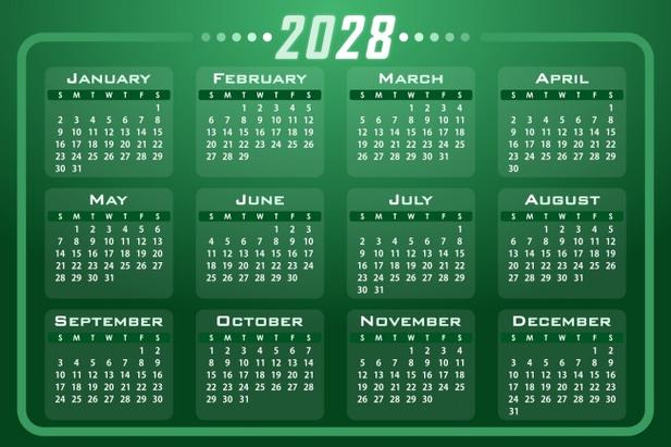 2028年日历表最简单