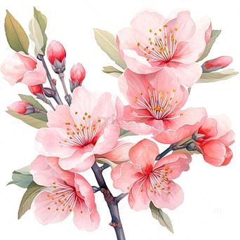 桃花手绘